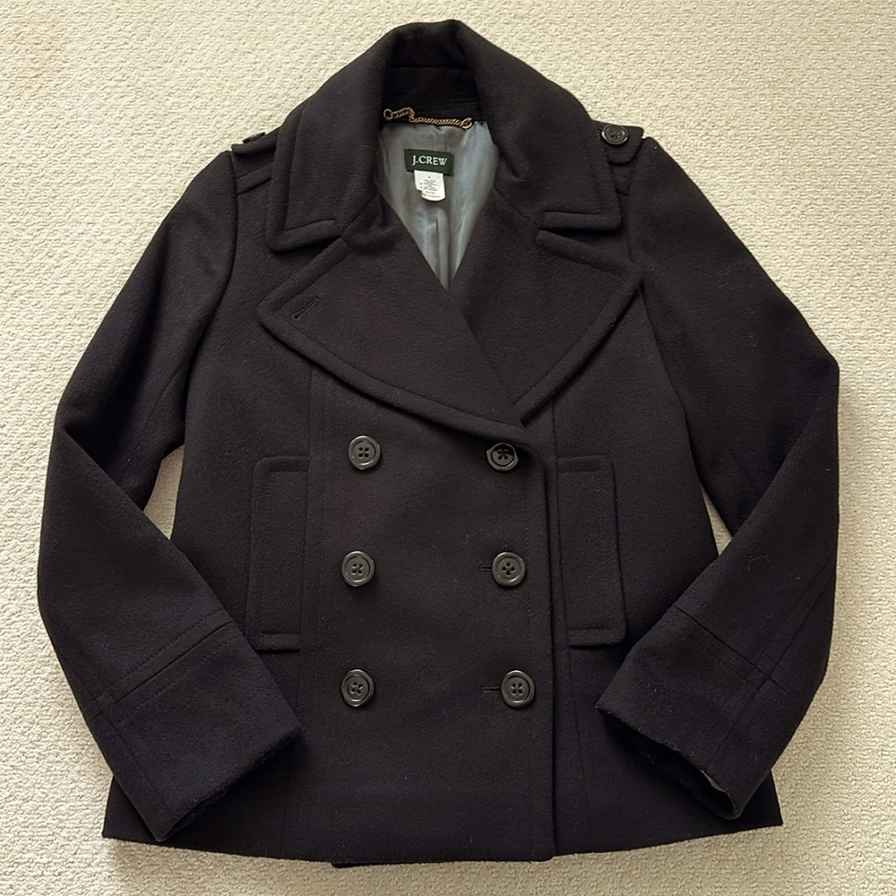 EXCELLENT JCrew Peacoat, Size 0, Black